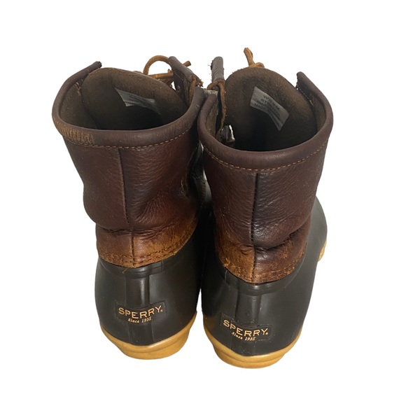 Sperry Womens Rubber Brown Black Waterproof Fall duck Boots 9 - Picture 4 of 10